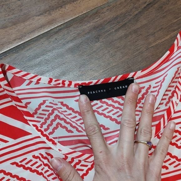 Peaches & Cream S red white Aztec dress - Picture 4 of 5